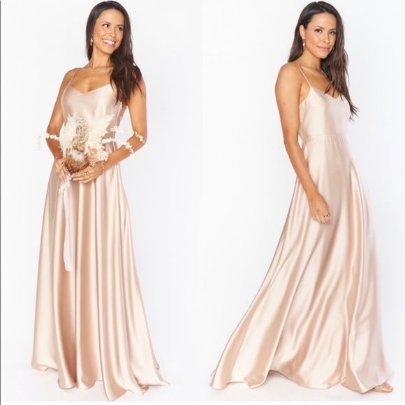 SMYM | Champagne Luxe Satin Faith Maxi Dress - Picture 1 of 11